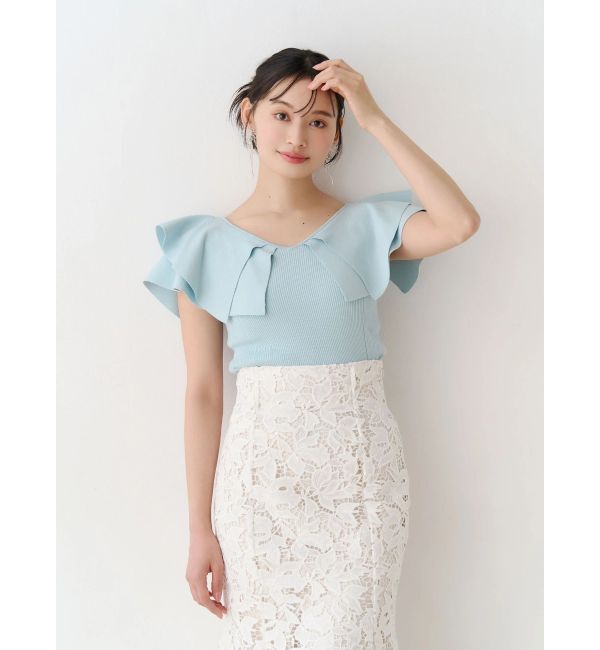 MERCURYDUO「ダブルラッフルコンパクトニット」|ニット・セーター|