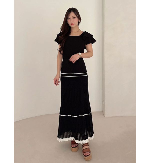 MERCURYDUO「ダブルラッフルコンパクトニット」|ニット・セーター|