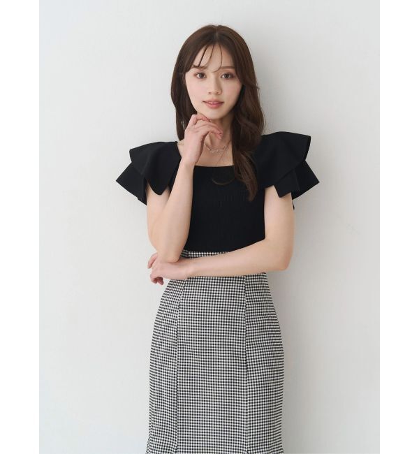 MERCURYDUO「ダブルラッフルコンパクトニット」|ニット・セーター|