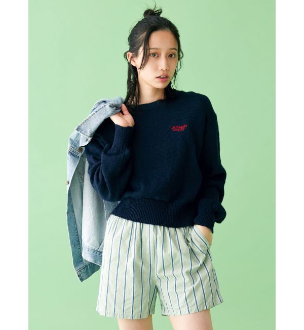 Ungrid「【WEB限定】エンブロイダリーコットン混スラブニット」|ニット・セーター|