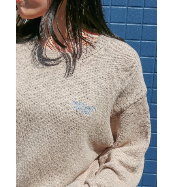 Ungrid「【WEB限定】エンブロイダリーコットン混スラブニット」|ニット・セーター|