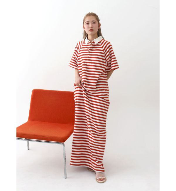 Ungrid「ビッグシルエットボーダーワンピース」|ワンピース|オレンジ