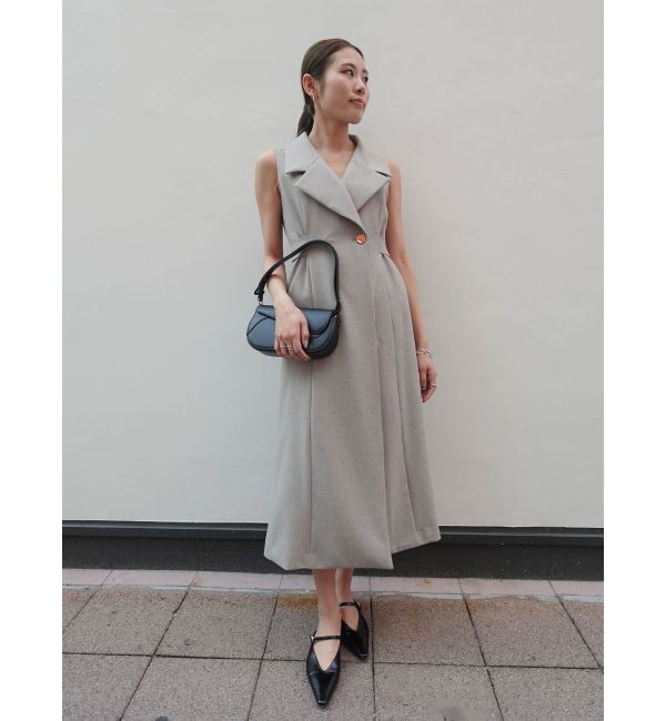 LAGUNAMOON「メタルボタンテーラードジャンパースカート」|ワンピース|ベージュ