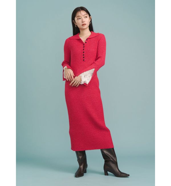 LAGUNAMOON「ラメブレンドレースカフスニットワンピース」|ワンピース|