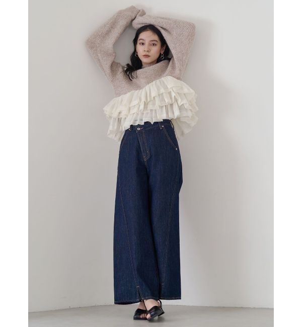 LAGUNAMOON「ワイドフレアデニムパンツ」|デニム|
