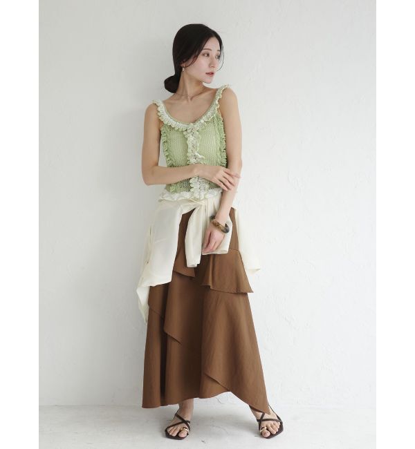 LAGUNAMOON「フリルデザインノースリニットプルオーバー」|ニット・セーター|