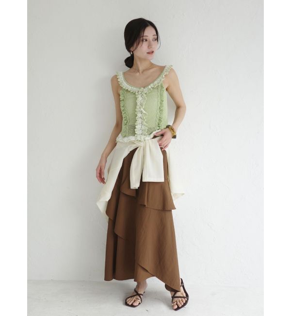 LAGUNAMOON「フリルデザインノースリニットプルオーバー」|ニット・セーター|