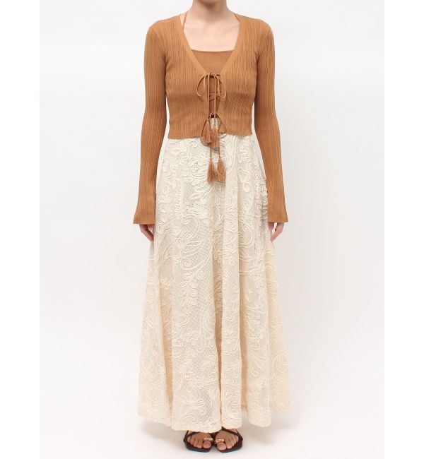 LAGUNAMOON「タッセルリボンリブカーディガン」|カーディガン|