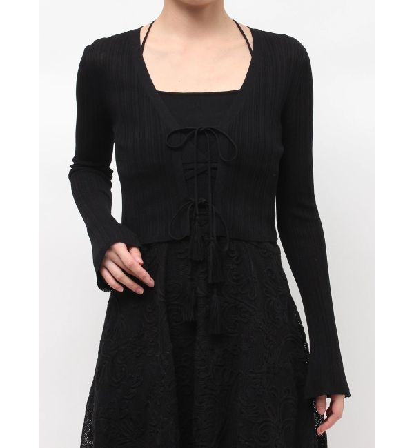 LAGUNAMOON「タッセルリボンリブカーディガン」|カーディガン|