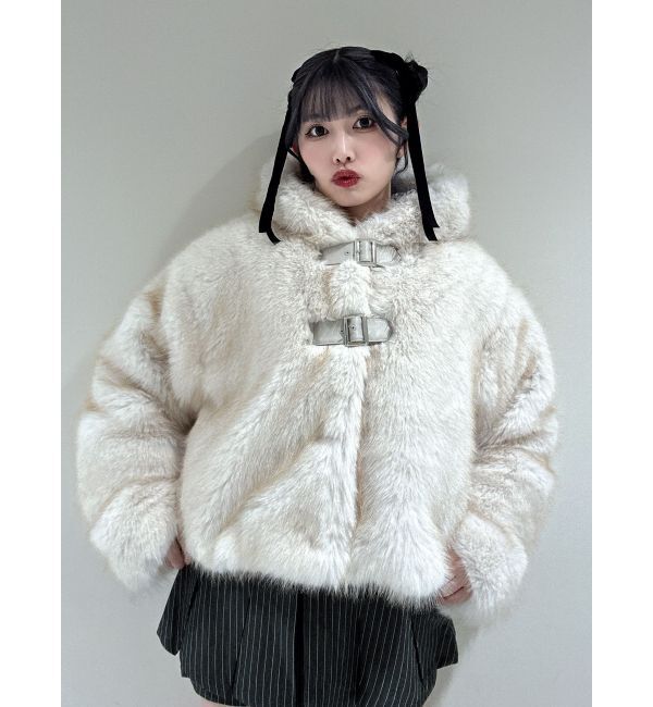 jouetie「ベルトフードファージャケット」|ブルゾン・スタジャン|