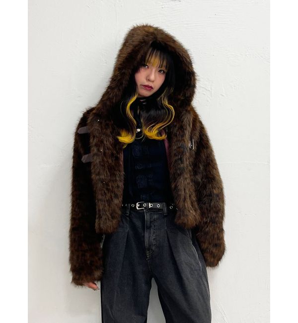 jouetie「ベルトフードファージャケット」|ブルゾン・スタジャン|ブラウン