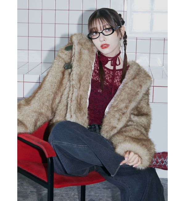 jouetie「ベルトフードファージャケット」|ブルゾン・スタジャン|ベージュ