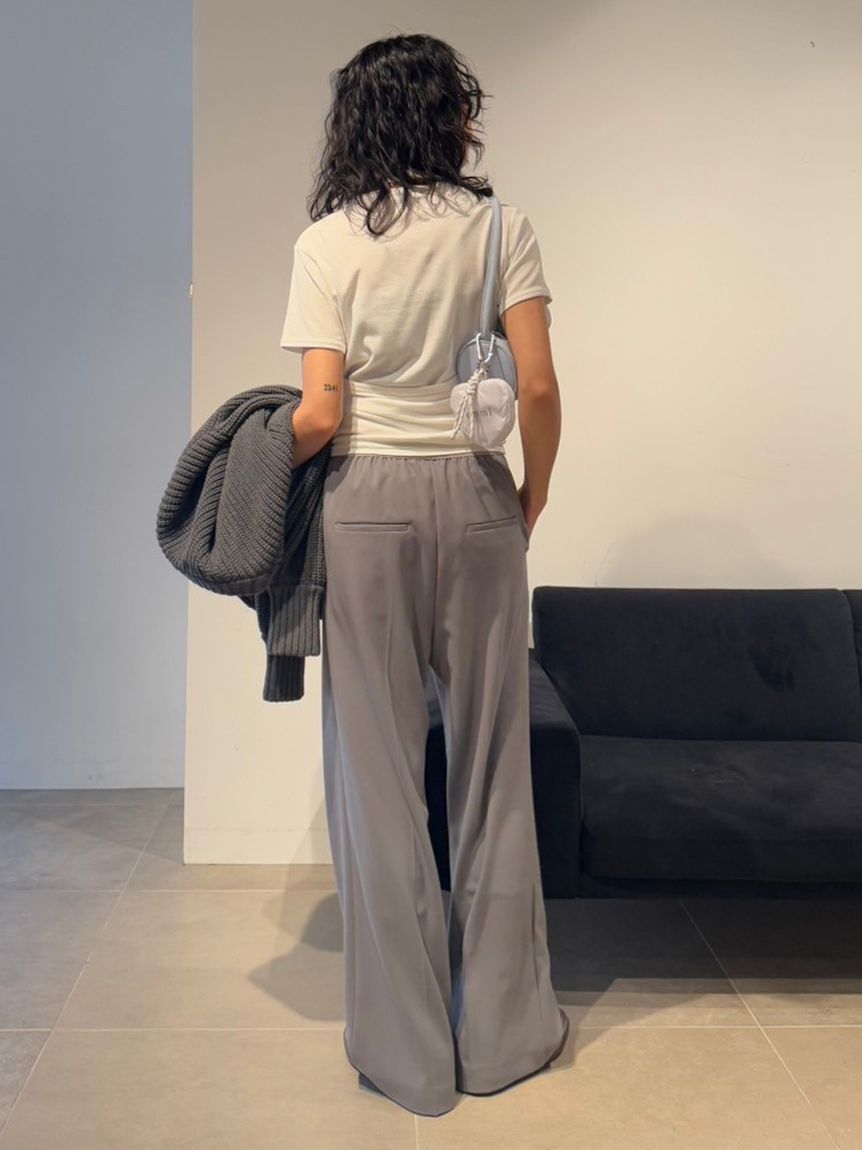 emmi atelier「【10th】emmiロゴジャガードゴムタックパンツ」|チノ|