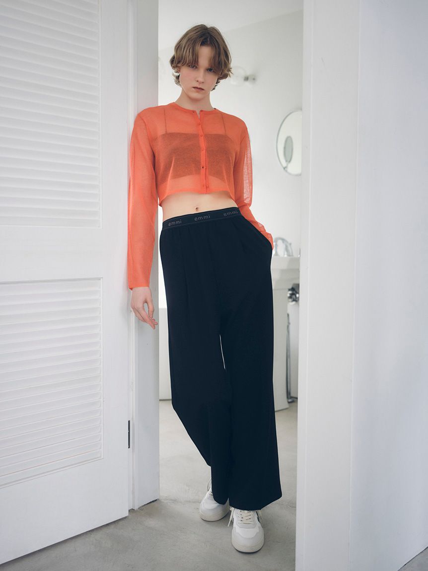 emmi atelier「【10th】emmiロゴジャガードゴムタックパンツ」|チノ|BLK