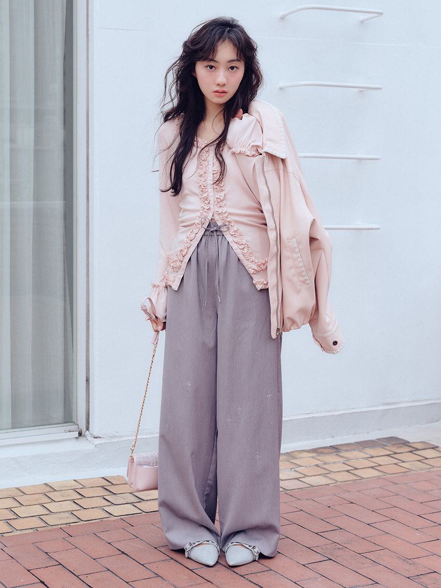 FURFUR「トリミング刺繍レザーライクブルゾン」|ブルゾン・スタジャン|