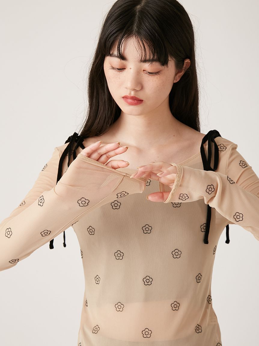 LILY BROWN「【LILY BROWN&times;MARY QUANT】デイジー柄シアーチュールトップス」|Tシャツ・カットソー|