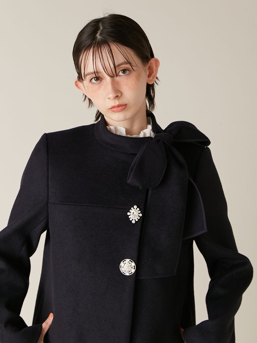 LILY BROWN「【WEB限定カラー】[L.B CANDY STOCK]Aラインビジューリボンコート」|ノーカラージャケット|