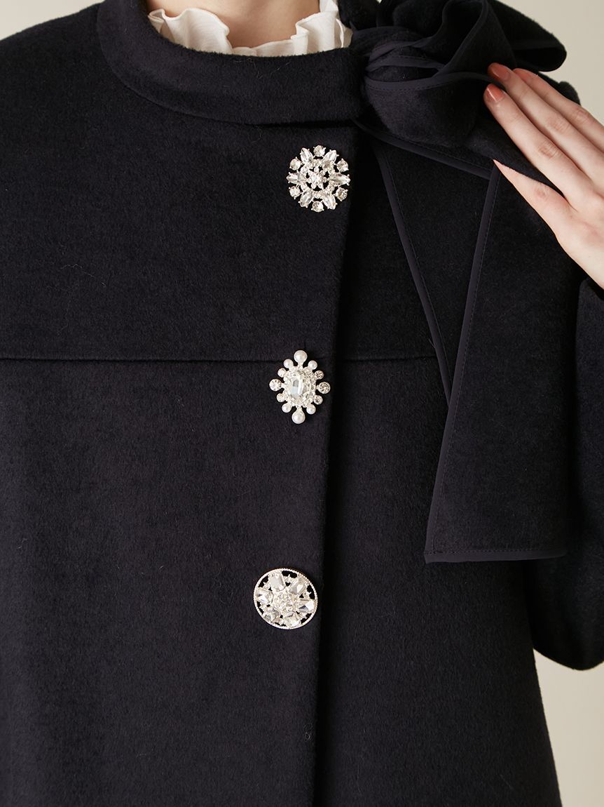 LILY BROWN「【WEB限定カラー】[L.B CANDY STOCK]Aラインビジューリボンコート」|ノーカラージャケット|