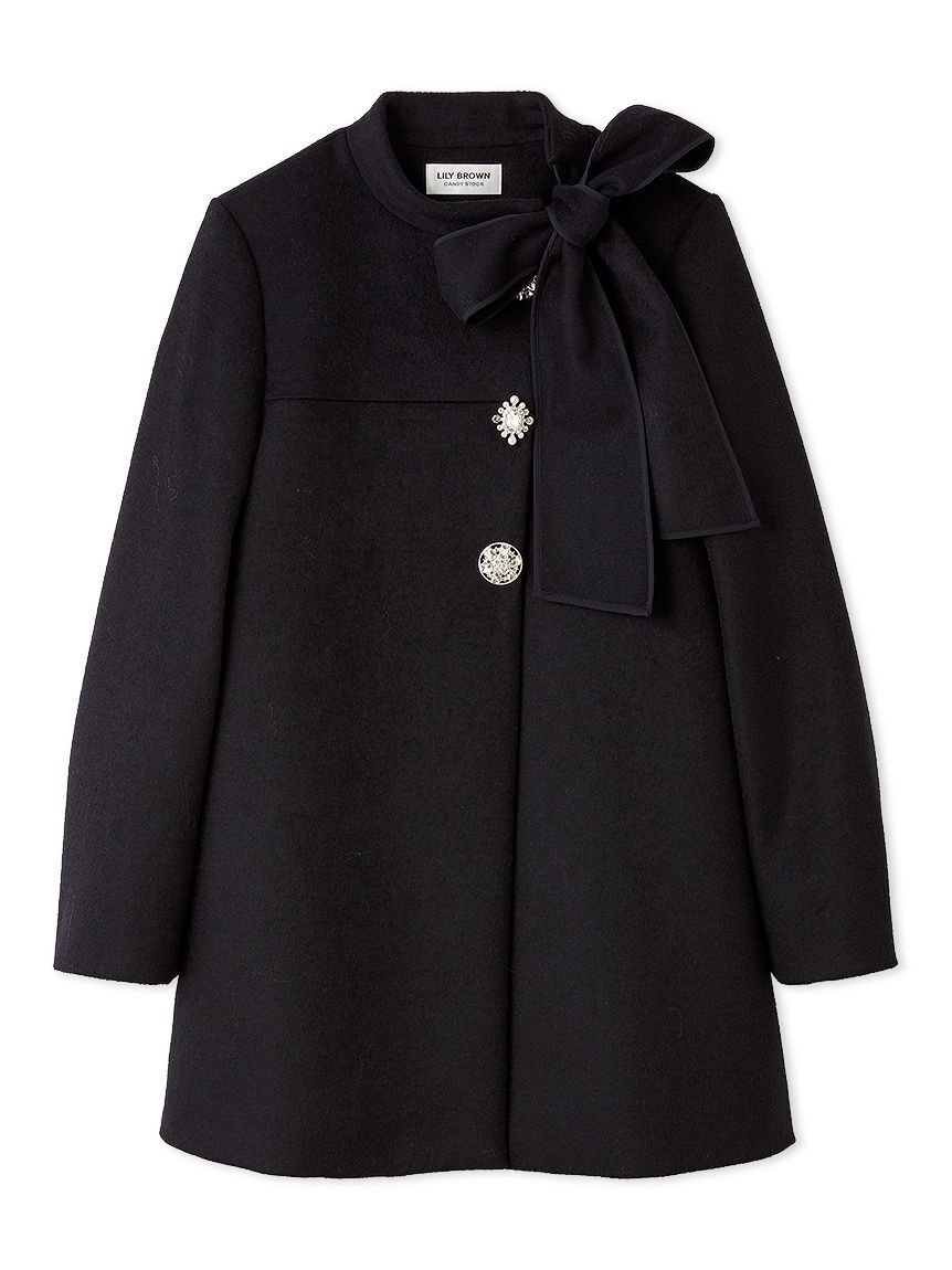 LILY BROWN「【WEB限定カラー】[L.B CANDY STOCK]Aラインビジューリボンコート」|ノーカラージャケット|