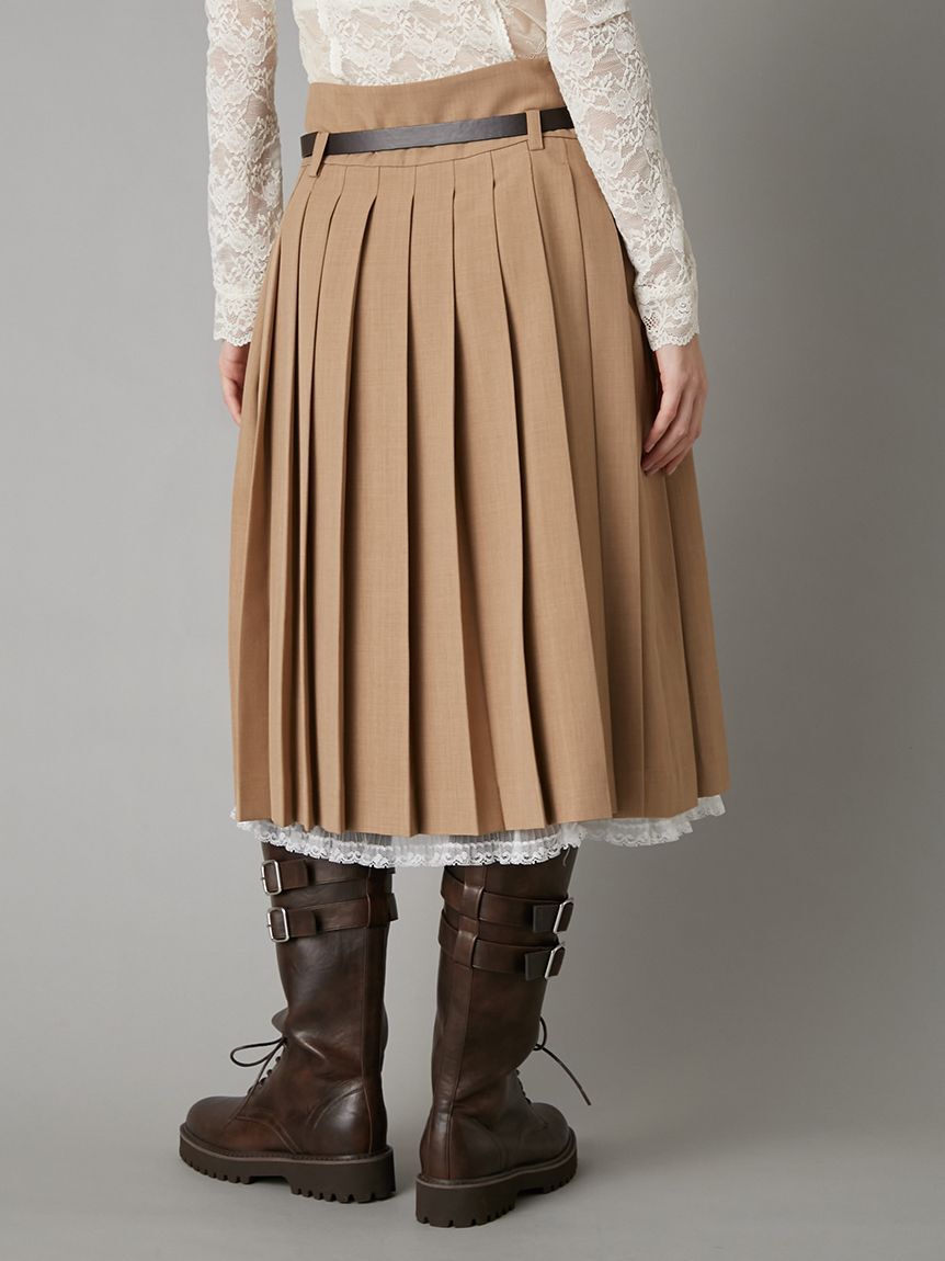 LILY BROWN「ベルト付きレースプリーツスカート」|スカート|