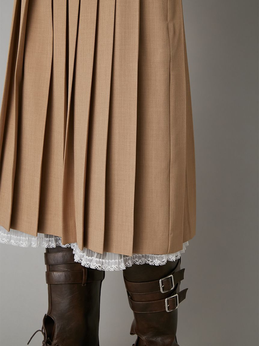 LILY BROWN「ベルト付きレースプリーツスカート」|スカート|