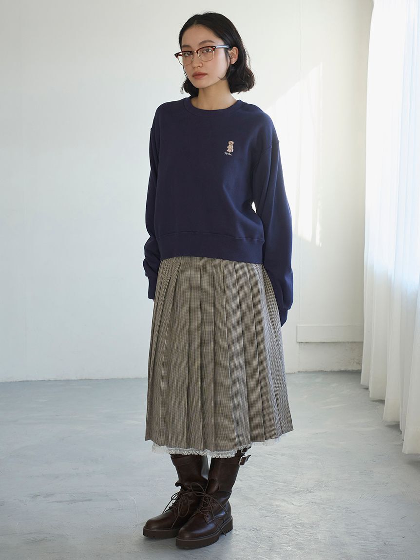 LILY BROWN「ベルト付きレースプリーツスカート」|スカート|