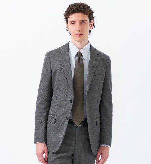 MACKINTOSH PHILOSOPHY「【25年春夏モデル】トロッター ジャケット #000（ナンバーゼロ）バーズアイストレッチ リサイクル」|テーラードジャケット|チャコールグレー