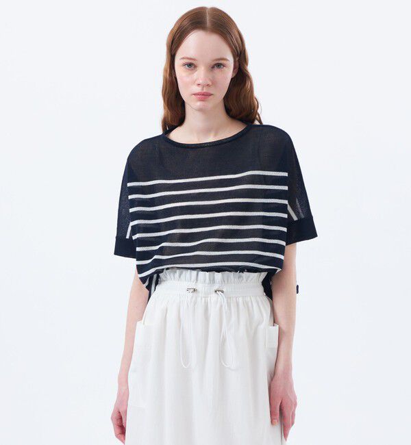 MACKINTOSH PHILOSOPHY「シアーボーダーワイドニット」|ニット・セーター|ネイビー&times;ホワイト