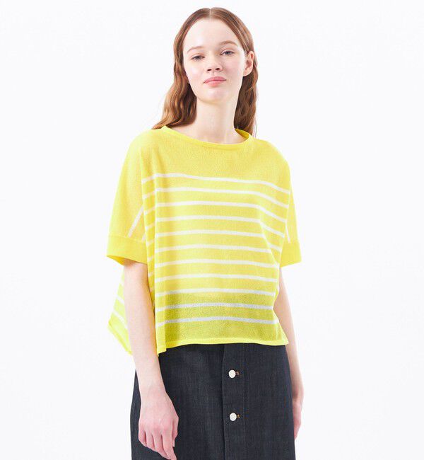 MACKINTOSH PHILOSOPHY「シアーボーダーワイドニット」|ニット・セーター|イエロー&times;ホワイト
