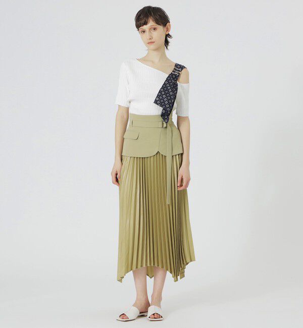  「スカーフコンビカットアウトニット」|ニット・セーター|