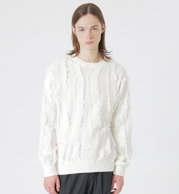 「バーティカルカットジャカードプルオーバー」|ニット・セーター|ホワイト