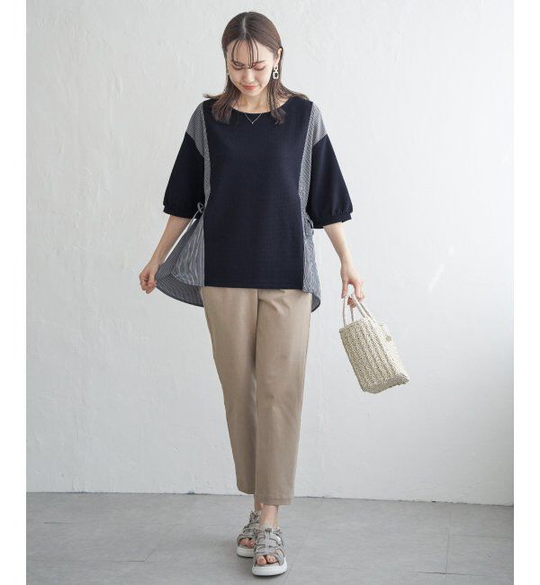 ikka「異素材切り替えサイドリボンプルオーバー」|その他|