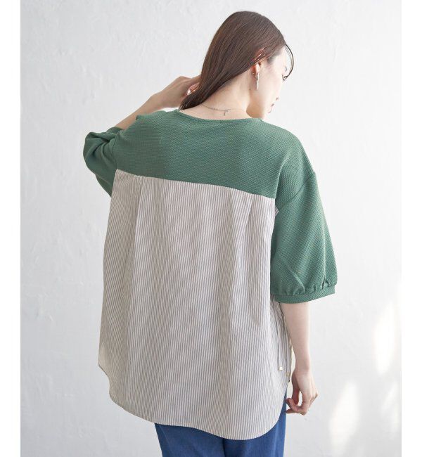 ikka「異素材切り替えサイドリボンプルオーバー」|その他|