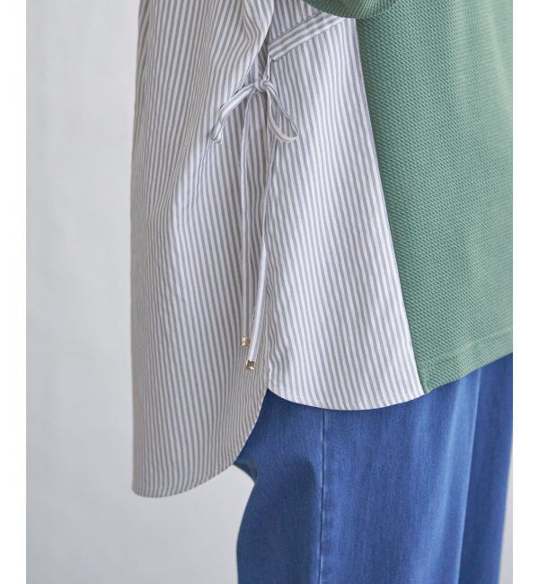 ikka「異素材切り替えサイドリボンプルオーバー」|その他|