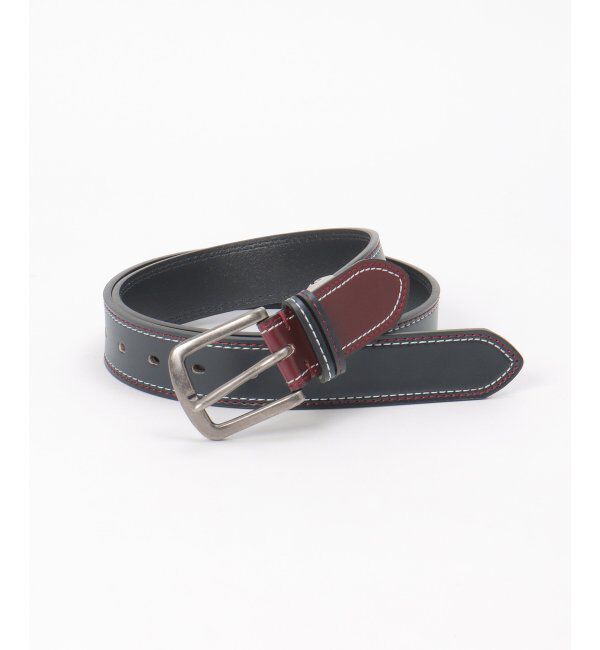 ikka「カラーステッチレザーベルト」|ダウンベスト・ベスト|ネイビーブルー