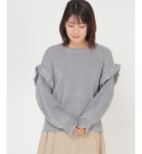 Lbc with Life「フリルニットプルオーバー」|カーディガン|グレイ