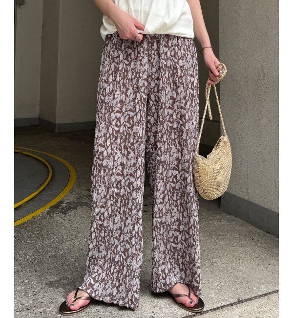 Lbc with Life「ボタニカルプリントプリーツパンツ」|その他|ブラウン