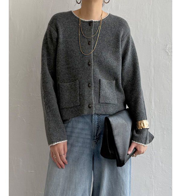 Lbc with Life「配色ポケットショートカーディガン」|カーディガン|