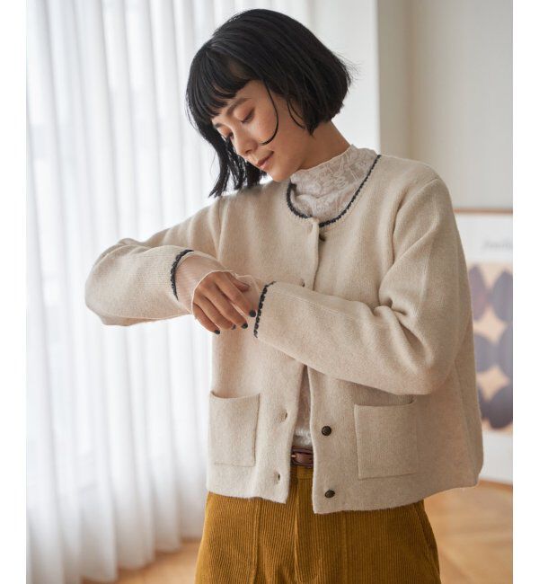 Lbc with Life「配色ポケットショートカーディガン」|カーディガン|