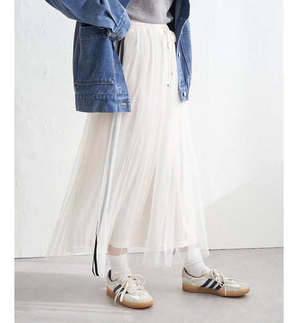 VENCE share style「サイドラインチュールスカート」|スカート|