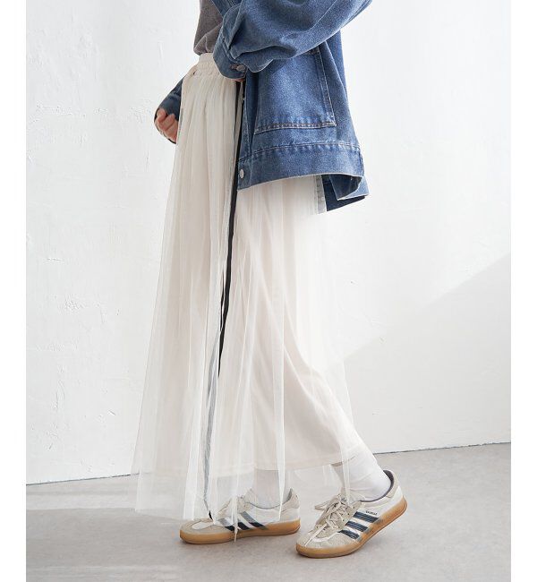 VENCE share style「サイドラインチュールスカート」|スカート|