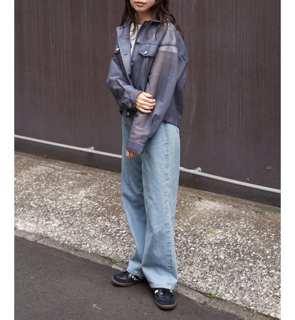 VENCE share style「シアーダンボールデニムプリントGジャン」|ブルゾン・スタジャン|