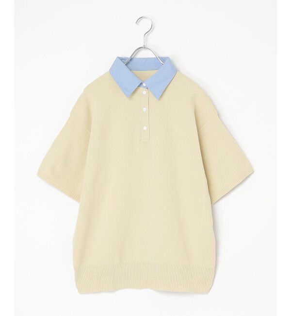 VENCE share style「シャツ襟 半袖ポロニット」|シャツ・ブラウス|アイボリー