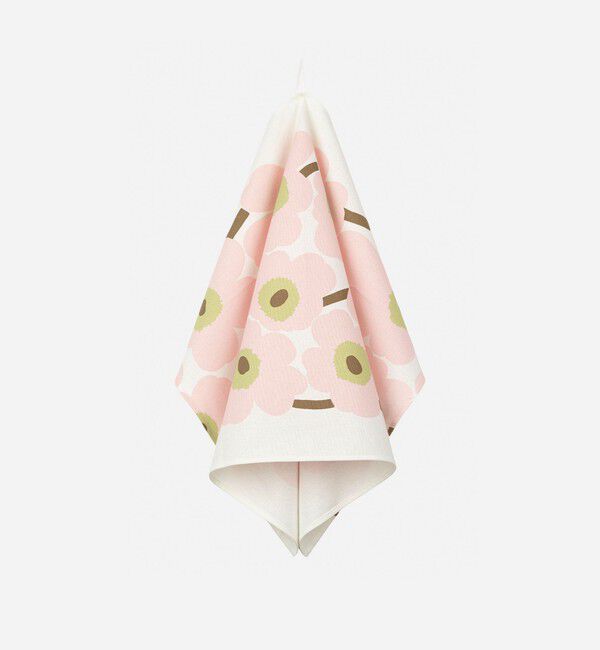 Marimekko「Unikko キッチンタオル 43&times;70cm」|その他|ﾋﾟﾝｸ&times;ﾗｲﾄｸﾞﾘｰﾝ&times;ｻﾝﾄﾞ