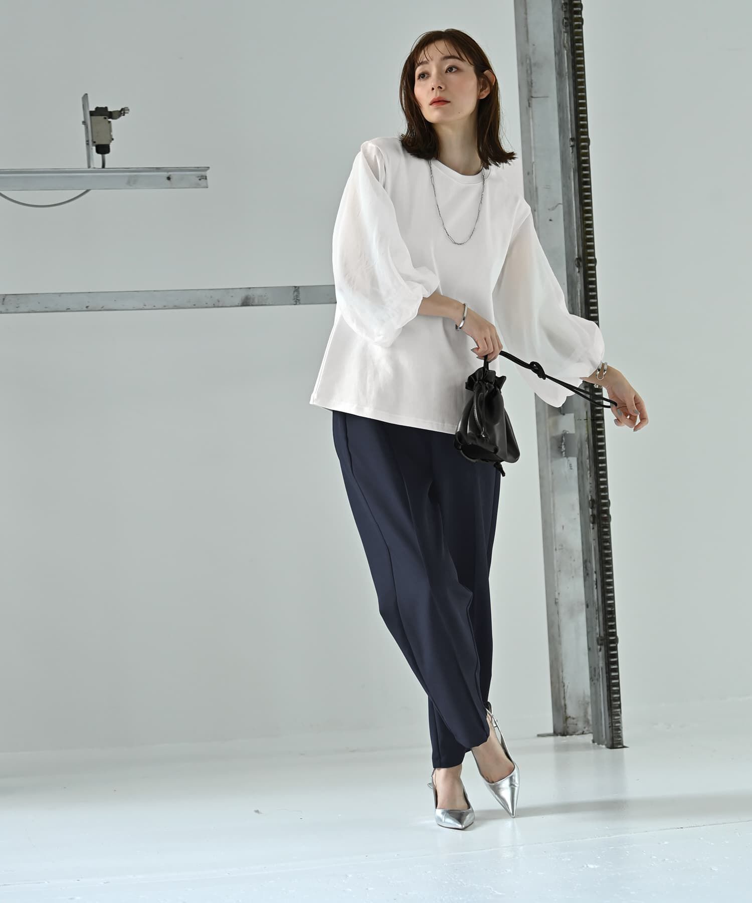 STYLE DELI「【Kana Oyama&times;BLK001】チュール袖トップス／DELI size」|Tシャツ・カットソー|