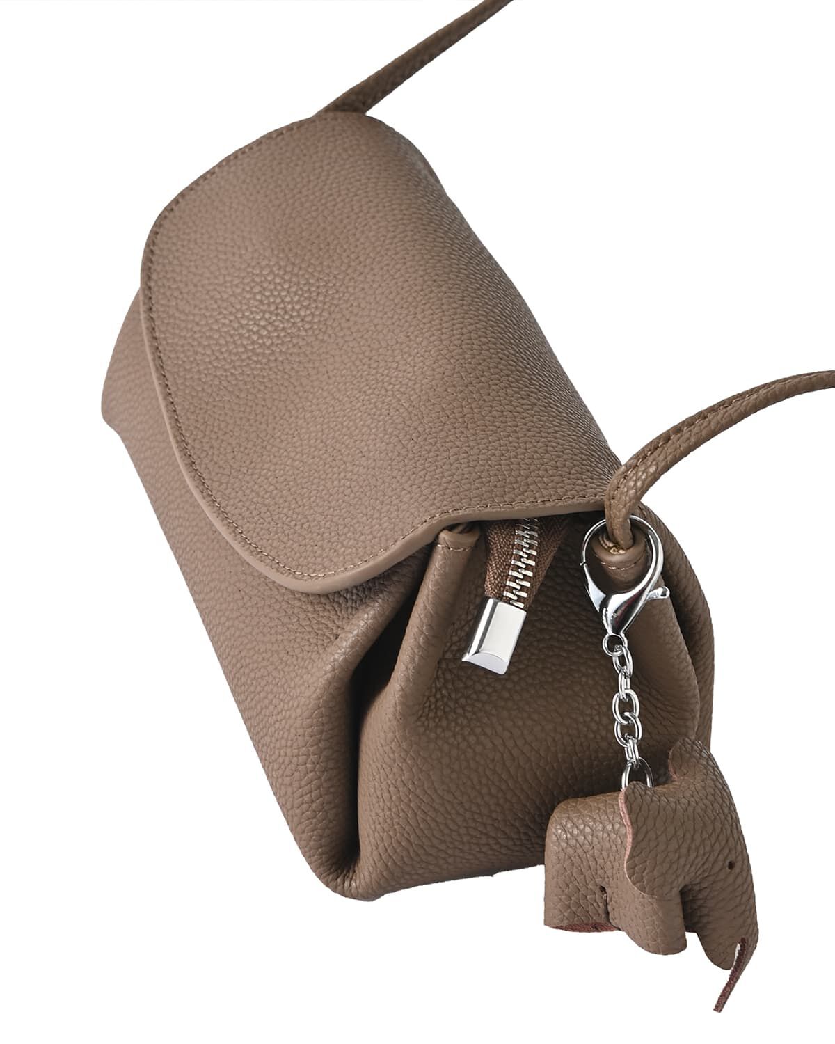 STYLE DELI「【DELI by】エレファントチャーム付きリアルレザーショルダーバッグ」|ショルダー・メッセンジャー|ダークトープ