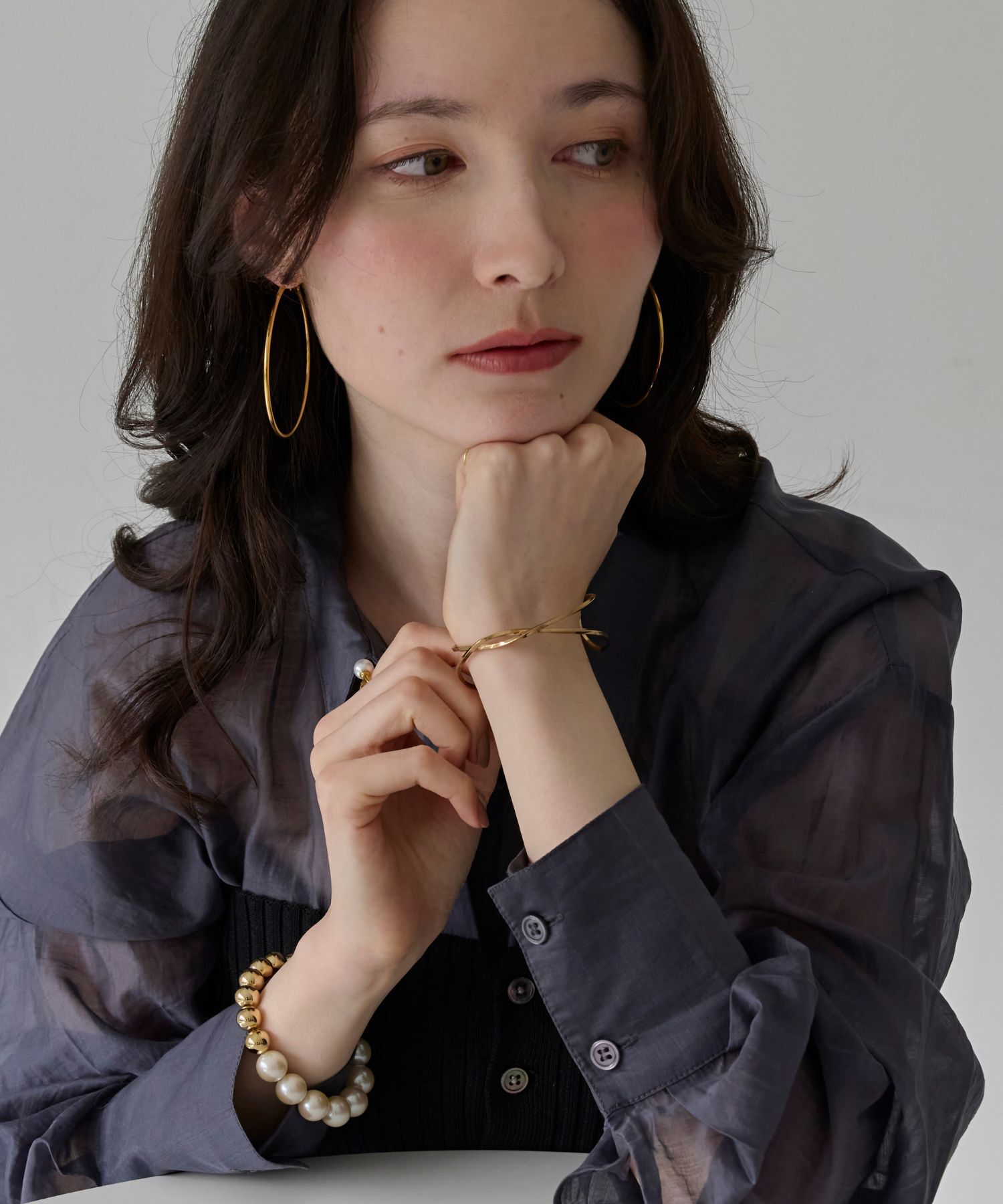 Phoebe「【金属アレルギー対応】ライトフープビッグピアス　ゴールド/ステンレス/大振り」|ピアス|