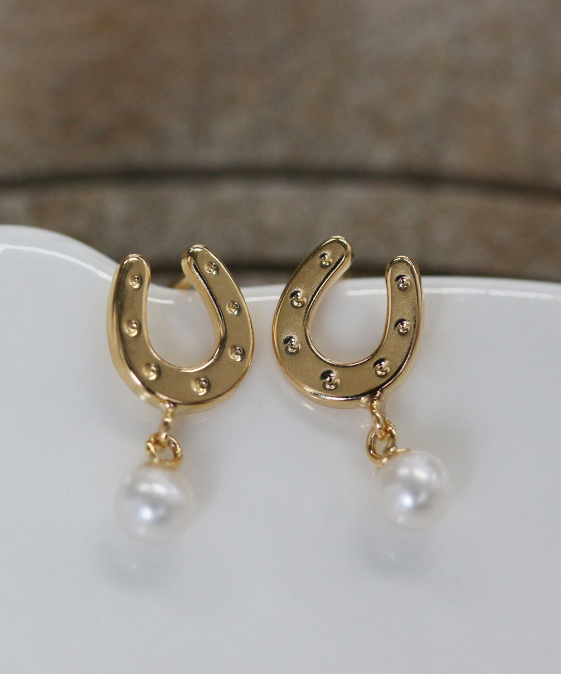  「パール ホースシュー ピアス | K18」|ピアス|