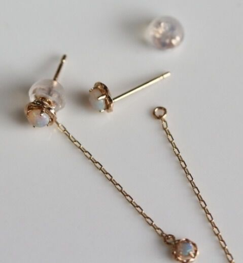  「オパール チェーン ピアス | K10YG」|ピアス|