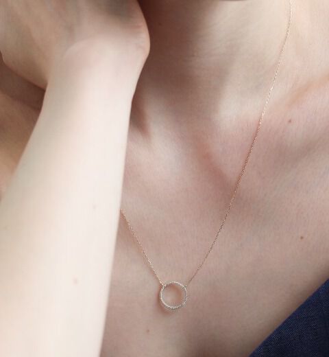  「ダイヤモンド オープンサークル ネックレス | K10YG 〈世界最小〉」|ネックレス|
